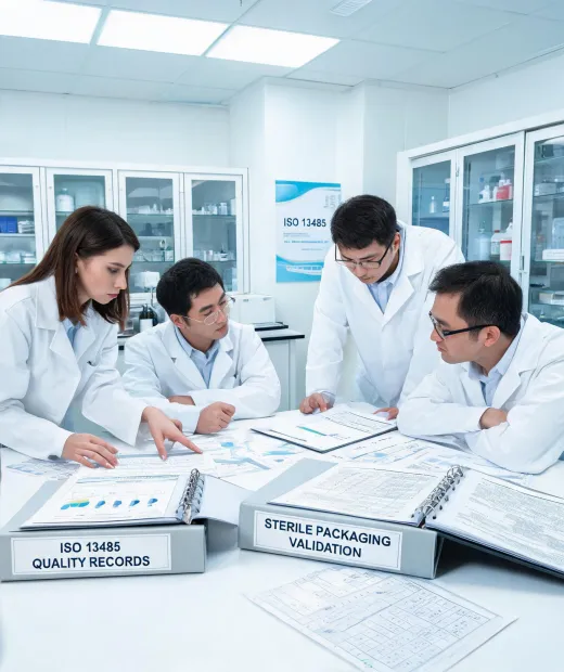 Regulatory affairs team in lab coats